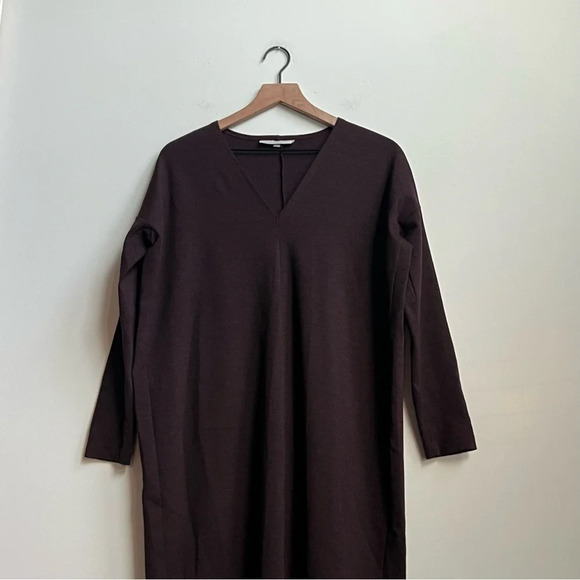 Bryn Walker Taylor Ponte Knit V Neck Oversized Maxi Dress Midi Port Womens XS - Picture 3 of 11